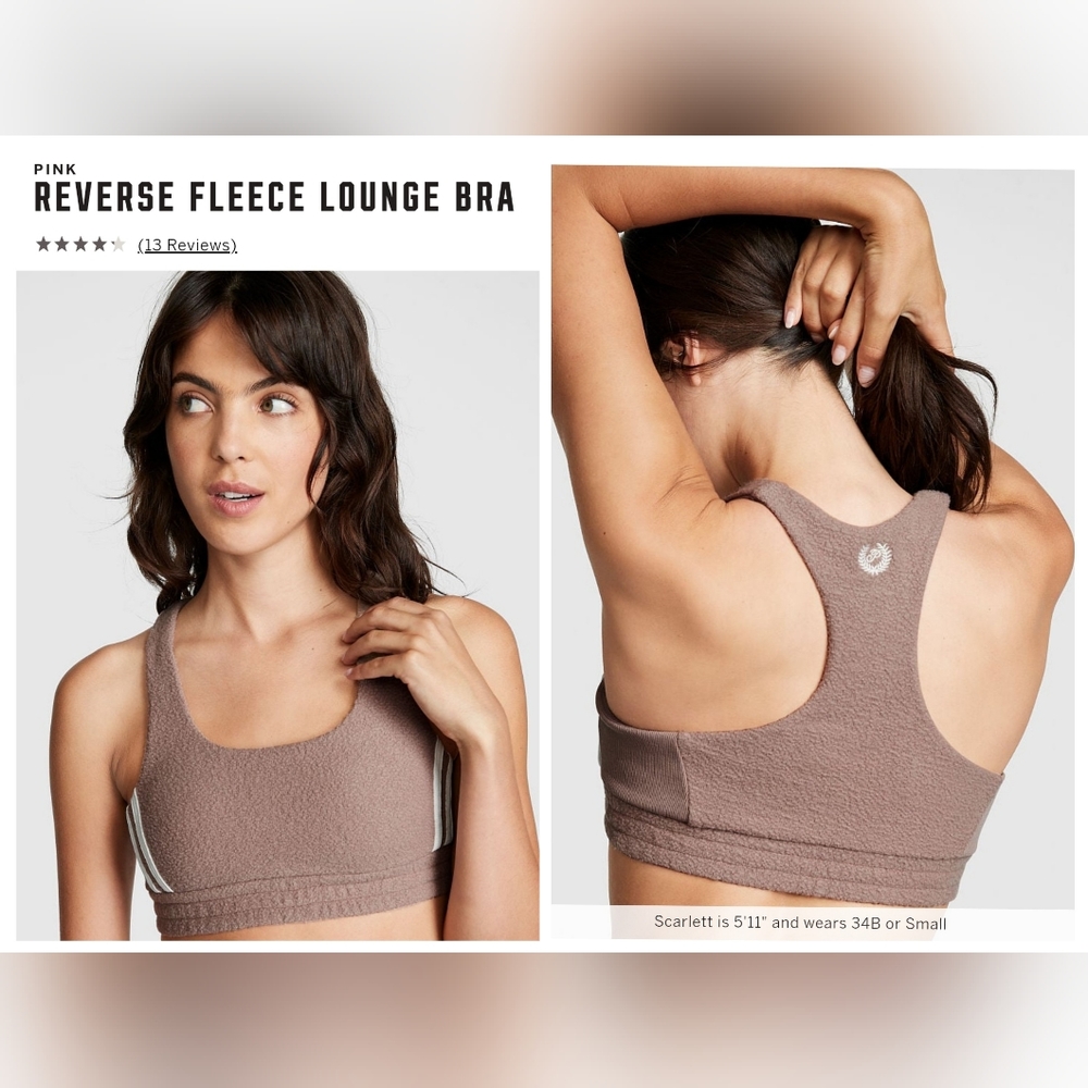 Victoria's secret pink reverse fleece lounge bra  LARGE